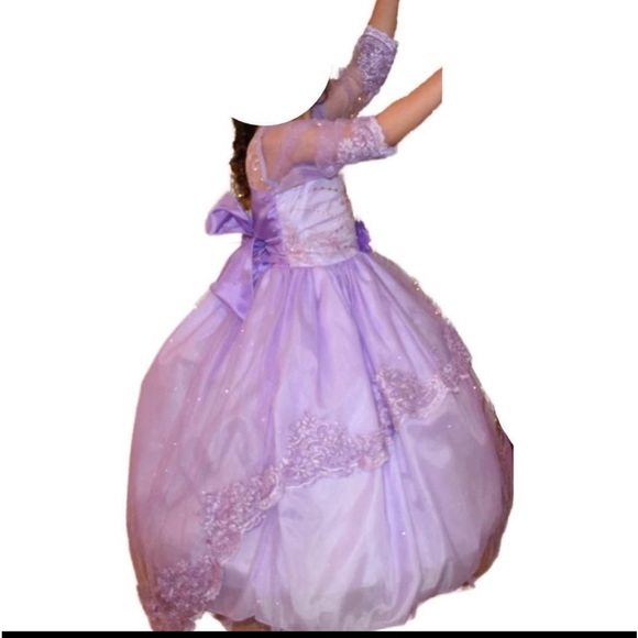 Custom princess dresses in a long sleeve and in color purple! Size 6 - Picture 3 of 16